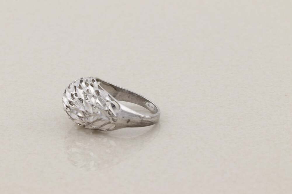 Sterling Silver Textured Diamond Cut Dome Ring Size 10 - Picture 9 of 9